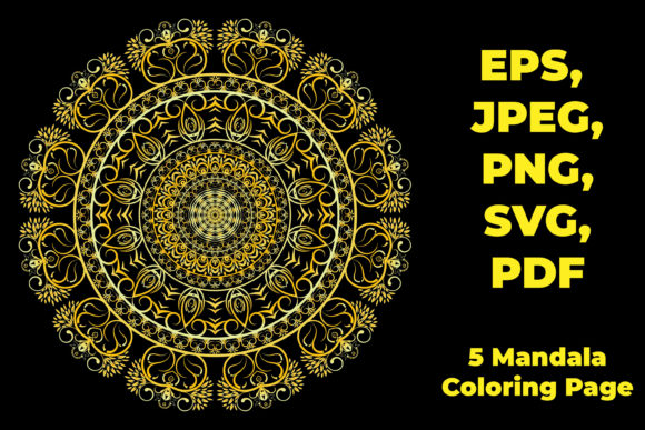 5 Mandala Coloring Pages KDP Template: Graphics & Coloring Pages