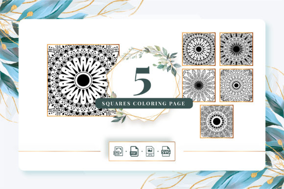 5 Squares Coloring Book Pack 04: Graphics for Kdp Interiors