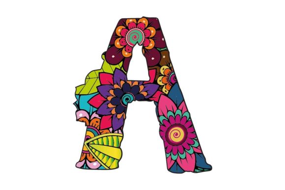 A Letter Floral Alphabet: Graphics & Coloring Pages