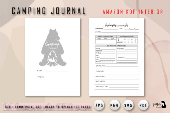 Camping Journal Kdp Interior: Graphics for Kdp Interiors