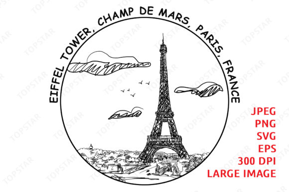 Eiffel Tower Paris Sketch Doodle Graphics & Illustrations