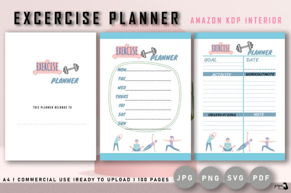 Excercise Planner: Graphics for Kdp Interiors