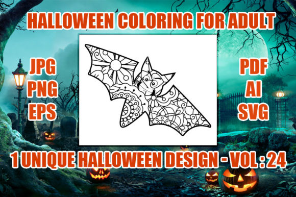 HALLOWEEN BAT COLORING PAGE - VOL - 24