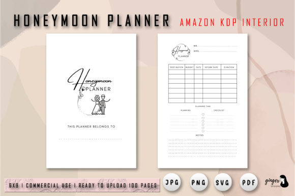 Honey Moon Planner: Graphics for KDP Interiors