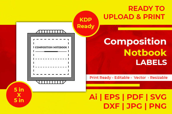 Kdp Composition Notebook Labels: Graphics for Kdp Interiors