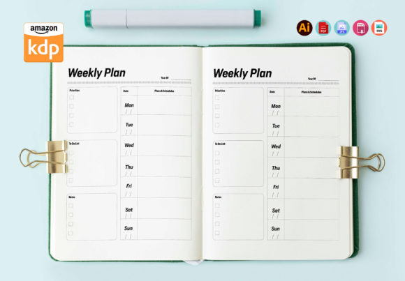 Weekly Planner Daily Planner Graphics for Kdp Interiors